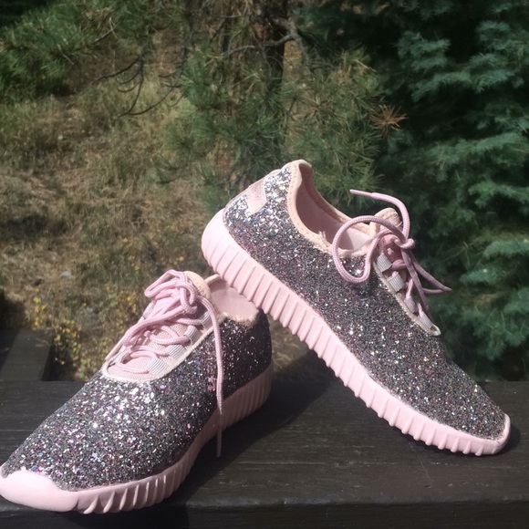 Southern Fried Chics Shoes - Southern Fried Chics Glitter Lace Up Sneakers